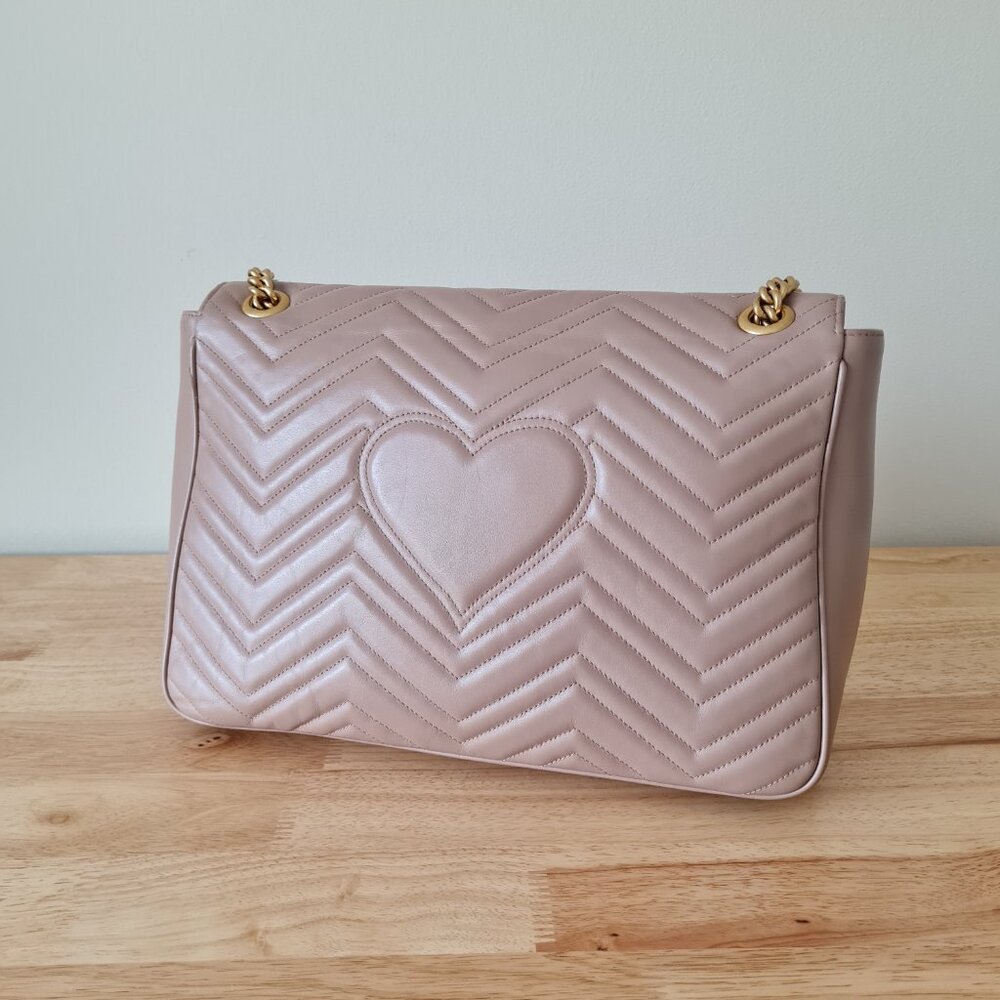 Gucci GG Marmont Large Shoulder Bag Dusty Pink Rose Mauve Matelasse Gold Rare - Picture 4 of 16